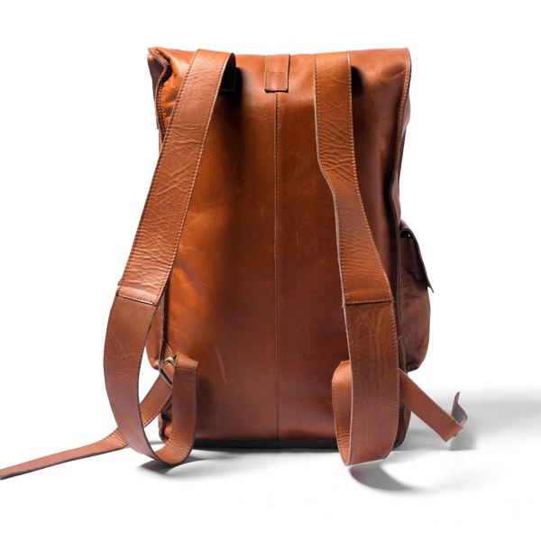 107 Leather Rolltop Backpack- Tan - DÖTCH CLUB