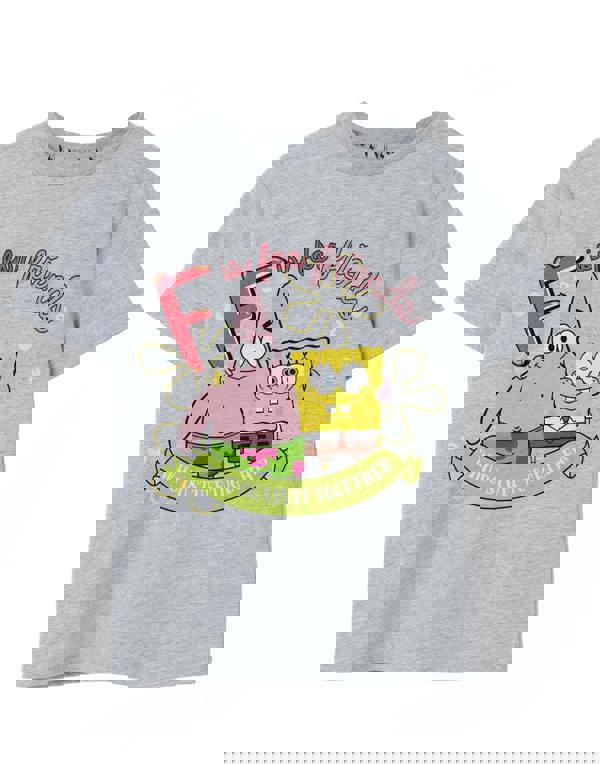 SpongeBob SquarePants Girls Grey F Is For Friends Short Sleeved T-Shirt