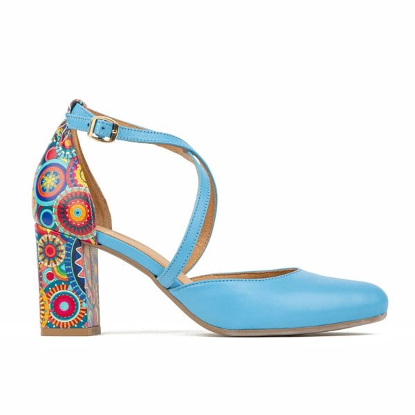Embassy London Kylie - Light Blue - Women's leather closed toe comfortable 3 inch block heel