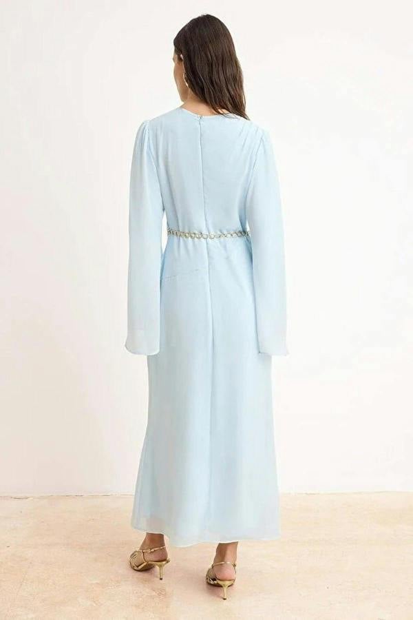 WOVCOR Lined Plain Woven Chiffon Dress