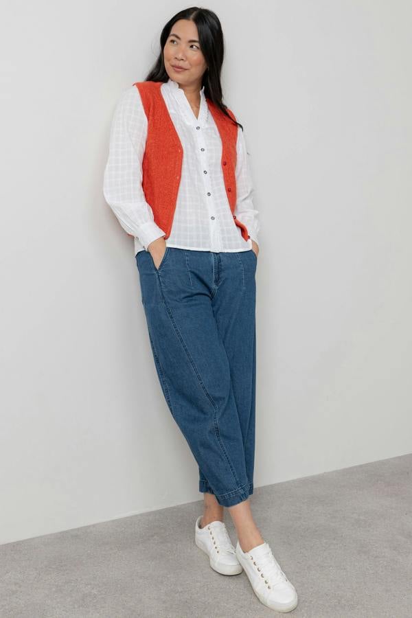 Lily & Me Marly Sleeveless Pointelle Knit Cardigan Red