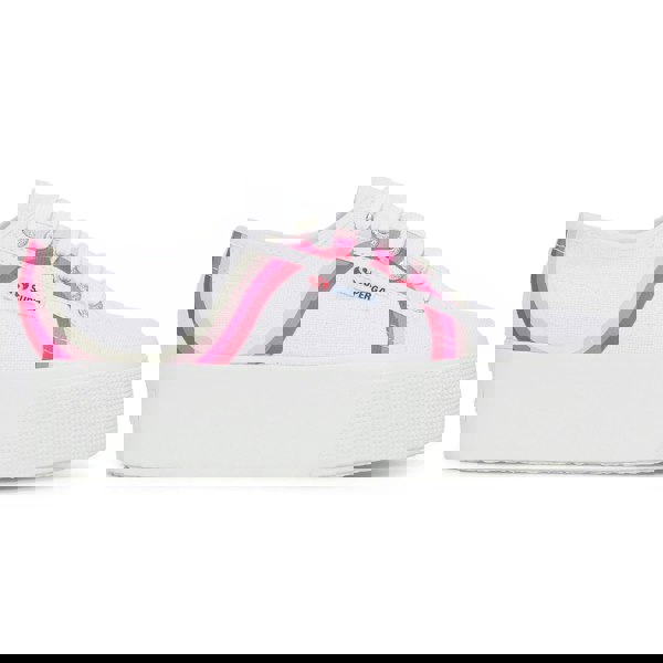 Superga 2790 Round Stripes Women's Trainers - White/Shaded Blue