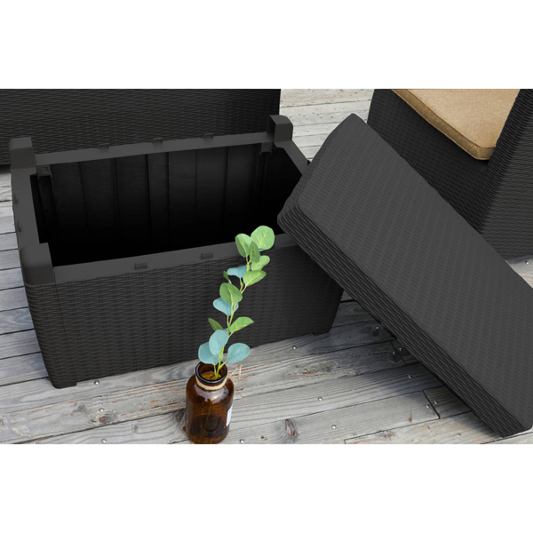 Centurion Supports SANTANA 4 Piece PE Rattan 4-Seater with Cushions Garden Furniture and Coffee Table Set in Black