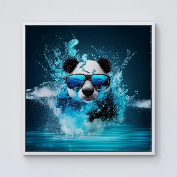 Warren Reed Panda Splash Art Water Framed Canvas