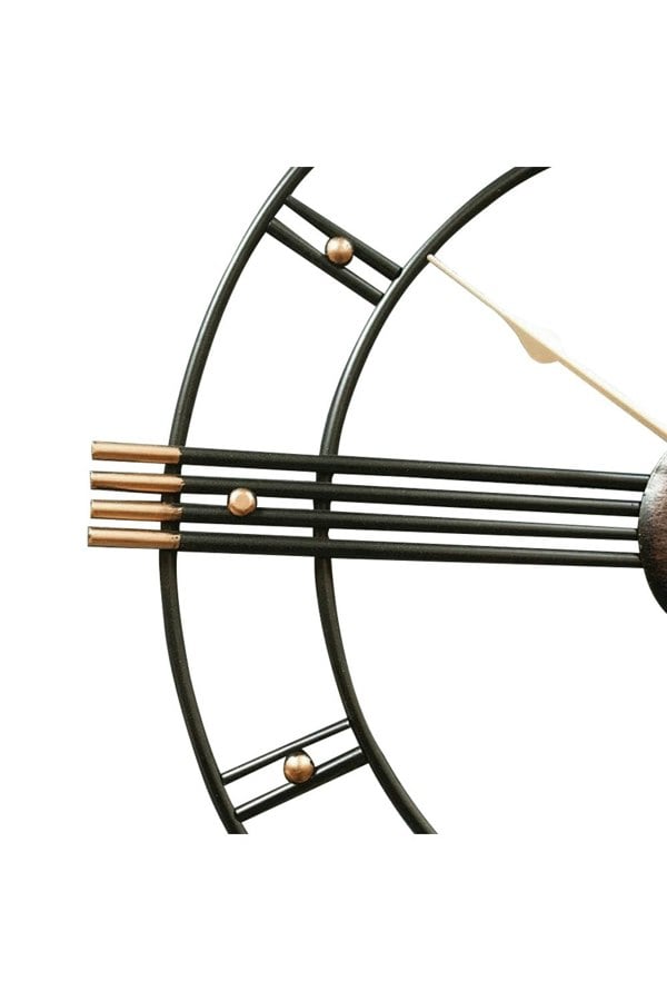 Living and Home 60cm Dia Round Skeleton Metal Wall Clock with Gold Needles