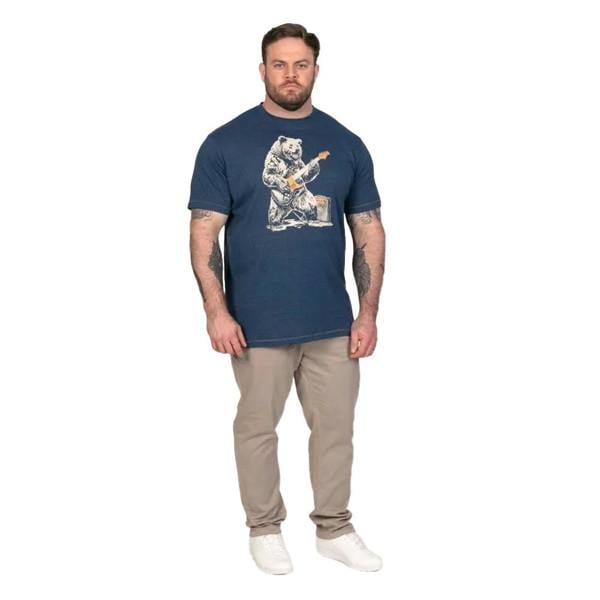 Duke Mens Morley D555 Bear With Guitar Kingsize T-Shirt - Navy Blue - 