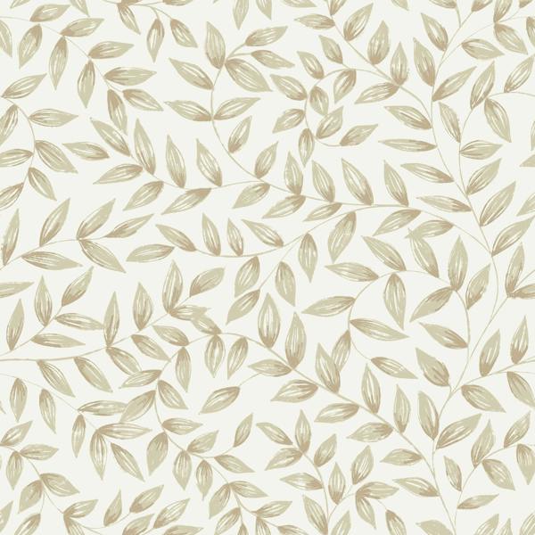 Grandeco Jessy Hand painted Leaf Trail Textured Wallpaper, Neutral Beige