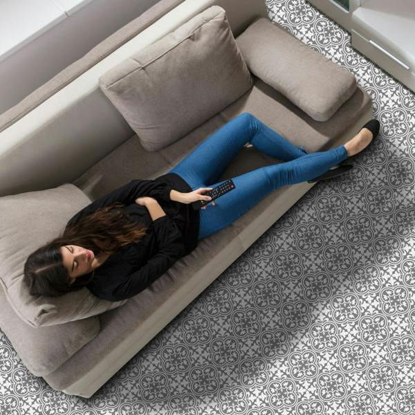 WALPLUS WFS6016 - Cement Antique Floral Tulip Pattern Floor Stickers 120cm x 60 cm