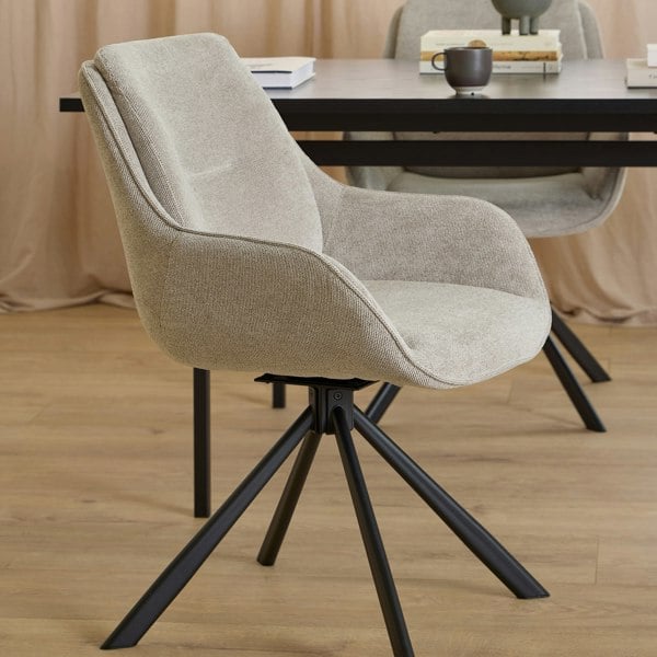 Furniture To Go Carrie Swivel Dining Chair in Sand Set of 2