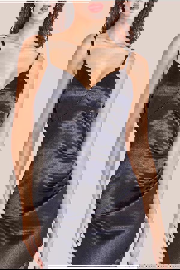 Cowl Back Satin Maxi Dress - Black DR3920