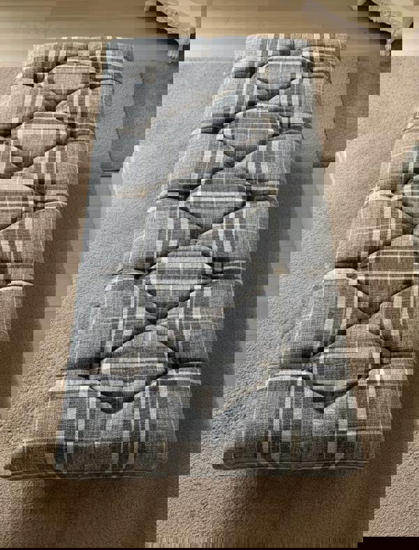 Close-Up Grey Black Tartan Fabric Upholstery Detail - ISTOOLS