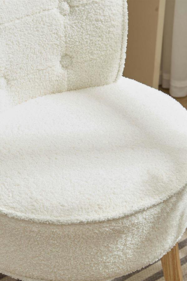 Living and Home Teddy Fleece Upholstered Vanity Stool