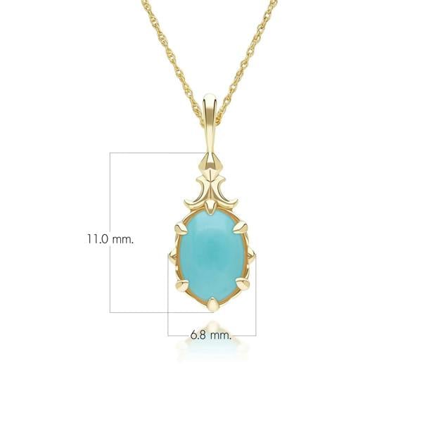 Gemondo Classic Oval Turquoise Pendant Necklace in 9ct Yellow Gold