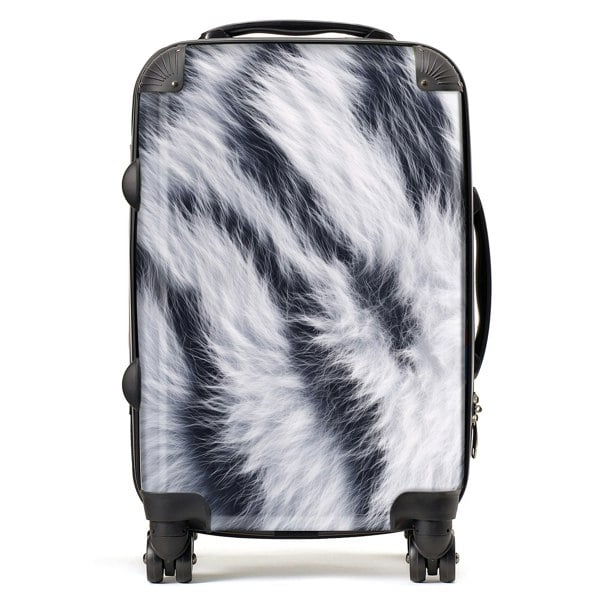 Warren Reed White Tiger Fur Print Suitcase