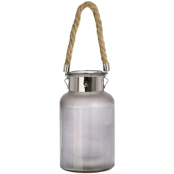Hill Interiors Decorative Frosted Glass Jar With Rope Detail - Grey