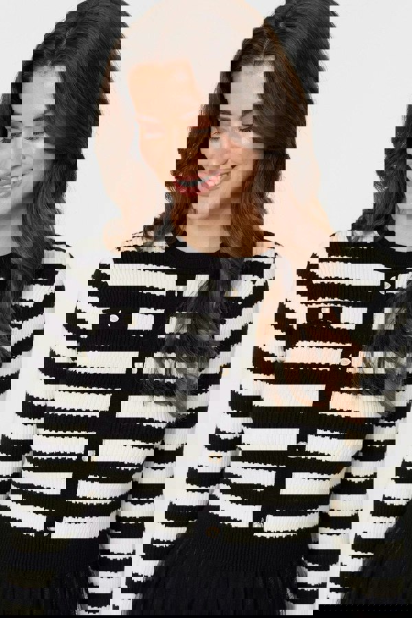 Black And White | 2-In-1 Dress With Striped Top & Midi Mesh Skirt
