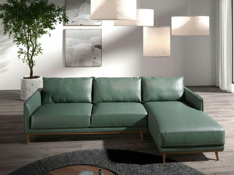Angel Cerdá Corner sofa in green leather 6199/6200