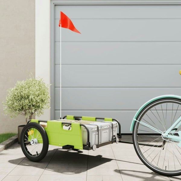 Berkfield Cargo Bike Trailer Green Oxford Fabric and Iron