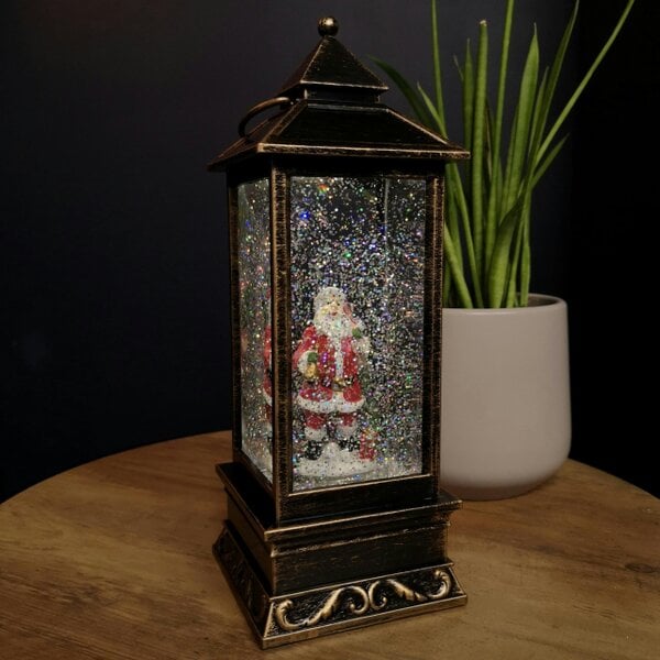 Samuel Alexander 28cm Battery Operated Light up SnowSwirl Santa Christmas Lantern Decoration
