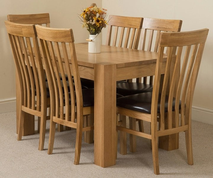 That's Furniture Kuba Small Oak Dining Table with Harvard Oak Chairs