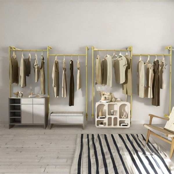 Rafaelo Mobilia Industrial Heavy Duty Pipe Wall-Mounted Floating Shelf Gold