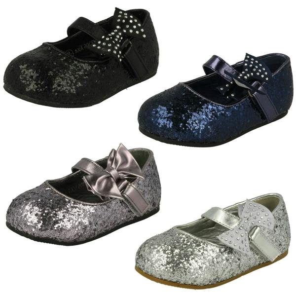 Spot On Girls Spot On Glitter Bow Detail Party Flats