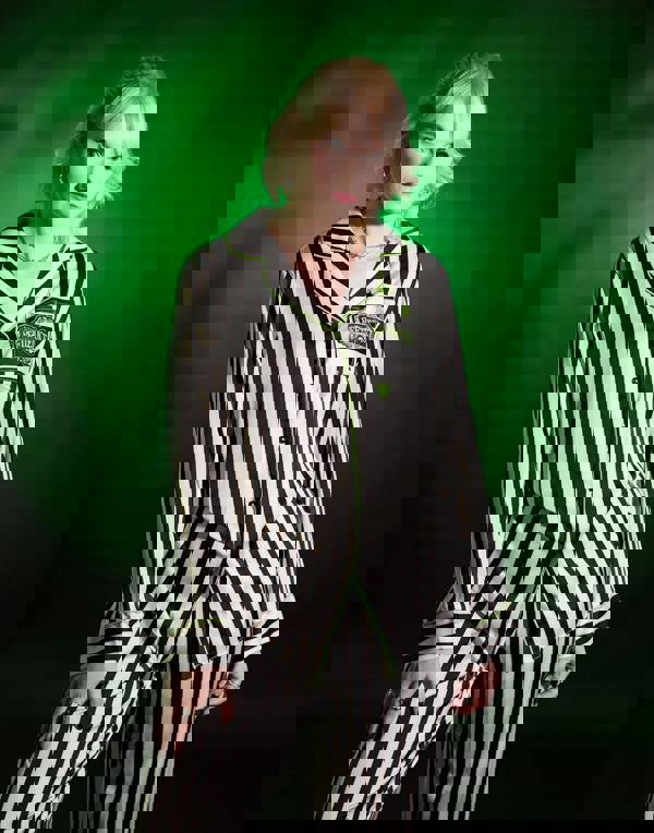 Beetlejuice Womens Black Stripey Long Sleeve Long Leg Pyjama Set