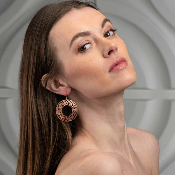 Large Rose Gold Zebra Cut Dangle Earrings for Women - namana.london