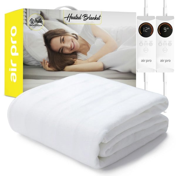 Air Pro Fleece Electric Under Blanket - Fitted Heated Mattress Cover with Controller - Super King - 180x200cm