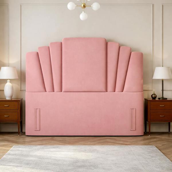 Great British Beds Harry Art Deco Headboard - Pink Plush