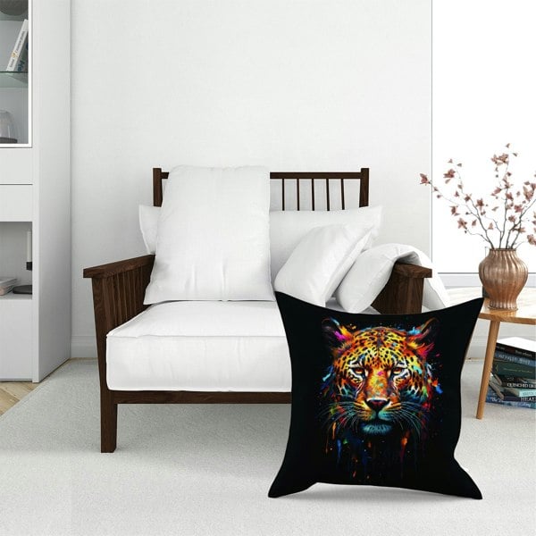 Warren Reed Splashart Leopard Face Floor Cushion