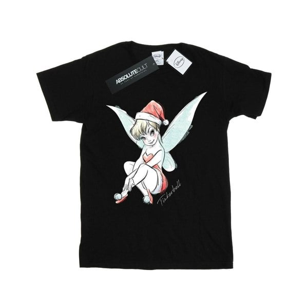 Disney Girls Tinkerbell Christmas Fairy Cotton T-Shirt - Black