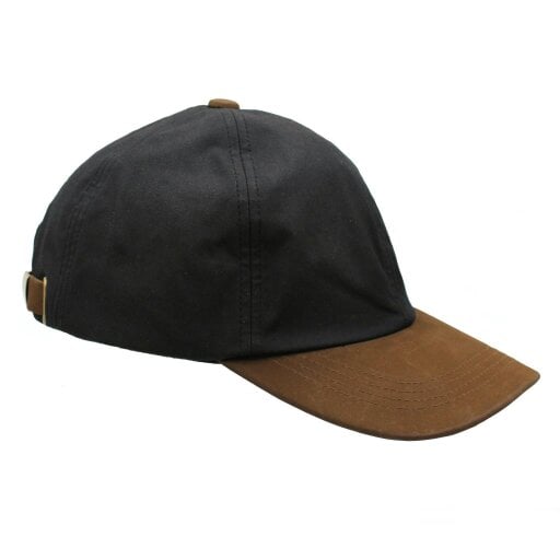 Heather Hats & Accessories Water Resistant Waxed Cotton Baseball Trucker Cap, Cotton Lining, Outdoor Wear, Black