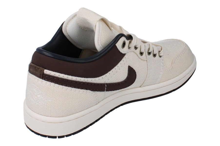 Nike Air Jordan 1 Low PRM Mens Trainers Ib8058  110 - Pale Ivory Baroque Brown 110 - Photo 2
