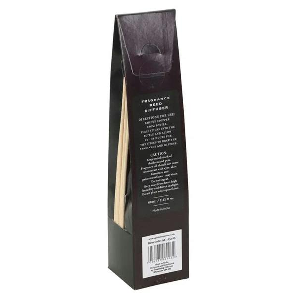 Reed diffuser box back panel with printed directions and caution text