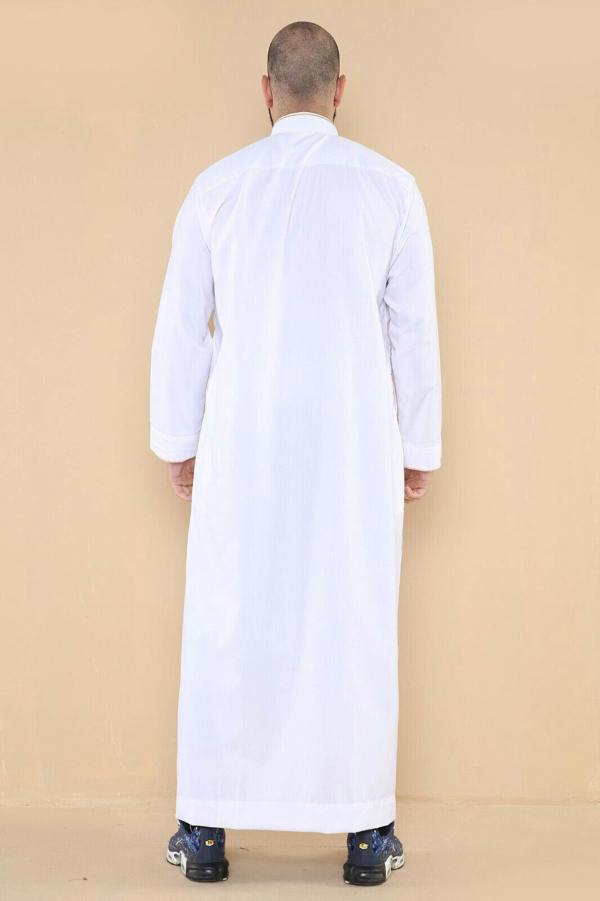 Infinity Leather Mens Thobe Jubba Emirati Islamic Arabic Eid Embroidery Kaftan Jubbah Robe