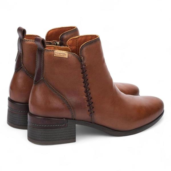 Pikolinos Women's Pikolinos Malaga Cuero Brown Leather Ankle Bootie Zip Mid-Heel Everyday Boots