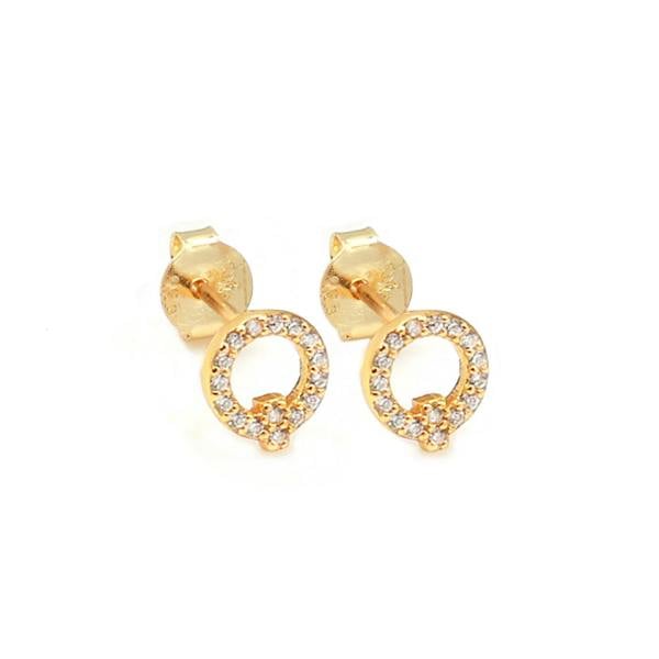 Say It With Dainty Initial Earring Pair - Yellow Gold