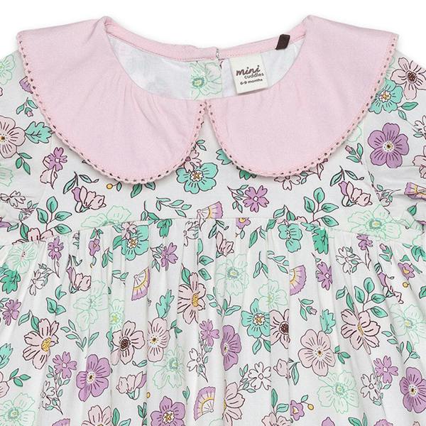 Mini Cuddles Baby Girls Floral Print Dress, Multicolour