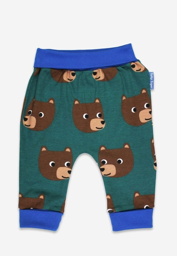 Organic Brown Bear Print Yoga Pants - Toby Tiger