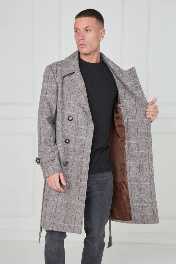Elaina Fashion Premium Men's Double-Breasted Trench Coat