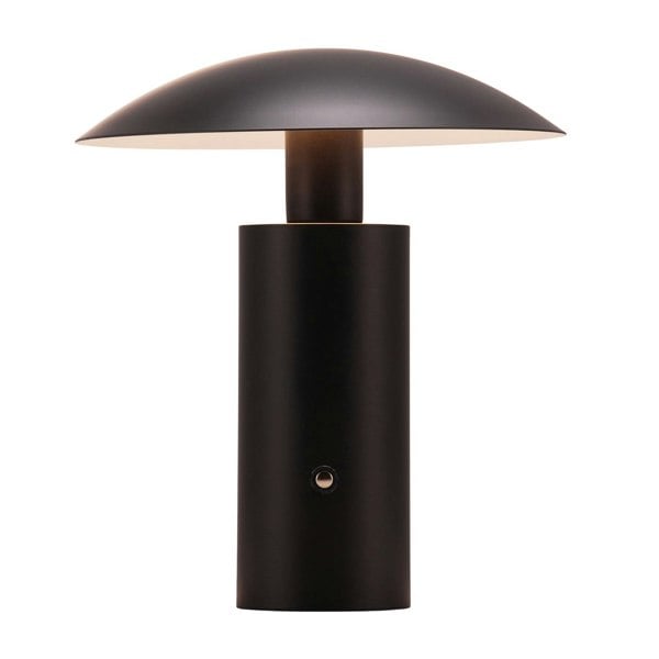 Designer Flat Cone Mushroom Rechargeable and Dimmable Table Lamp in Matte Black Image 4
