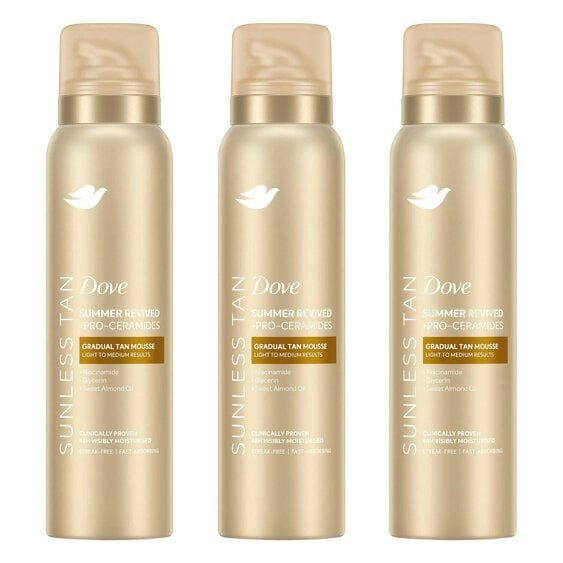 Dove Derma Spa Summer Revived Self Tan Mousse 150ml 3 Pack, Fair-Medium Skin