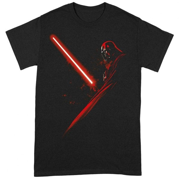 Star Wars Unisex Adult Darth Vader Lightsaber T-Shirt - Black/Red