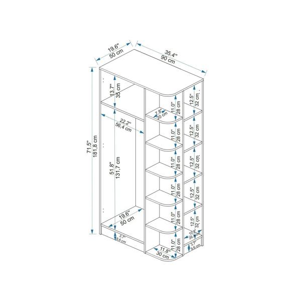 Destina Home Luses Compact Wardrobe with Cabinets and Shelves