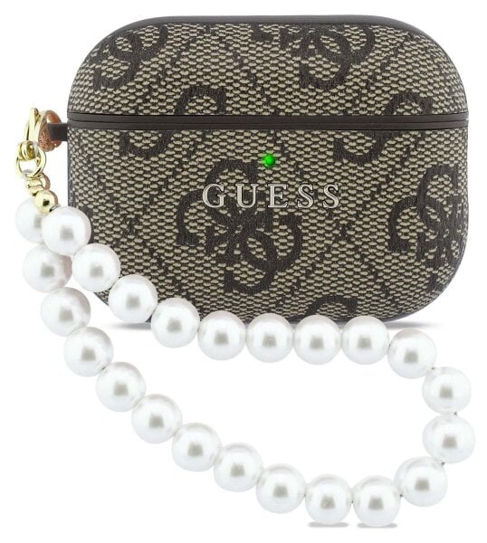 Guess 4G Classic Logo Case with Pearl Strap for Airpods Pro 3 Brown - GUAP3P4E4PSW
