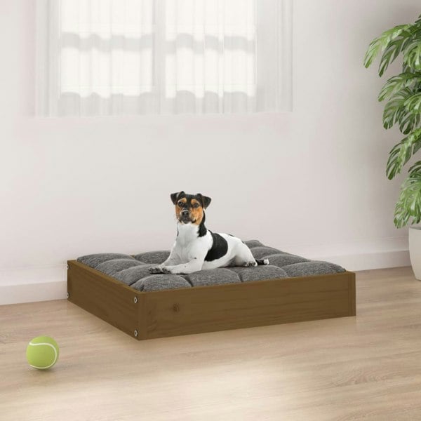 Berkfield Dog Bed Honey Brown 51.5x44x9 cm Solid Wood Pine