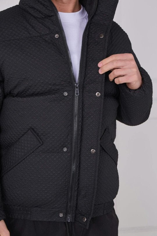 Quilted Puffer Jacket – Zip & Button Fasten