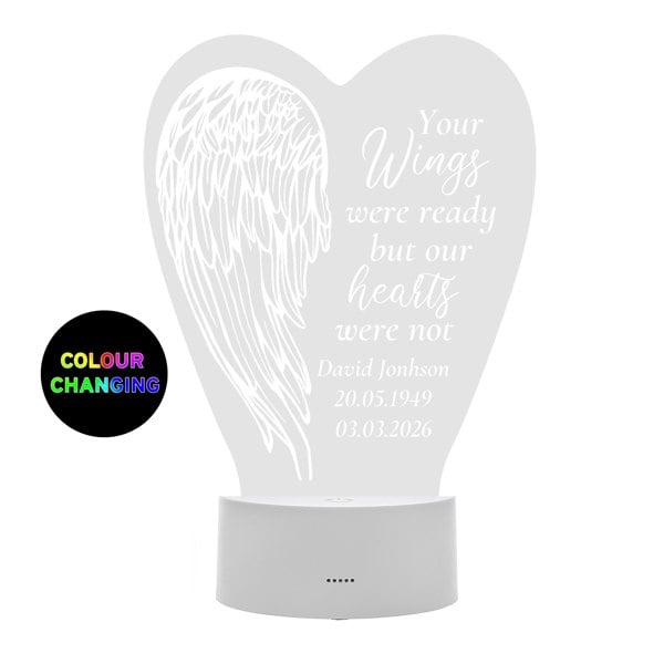 Personalised Memento Company Personalised Angel Wings Memorial Colour Changing LED Light