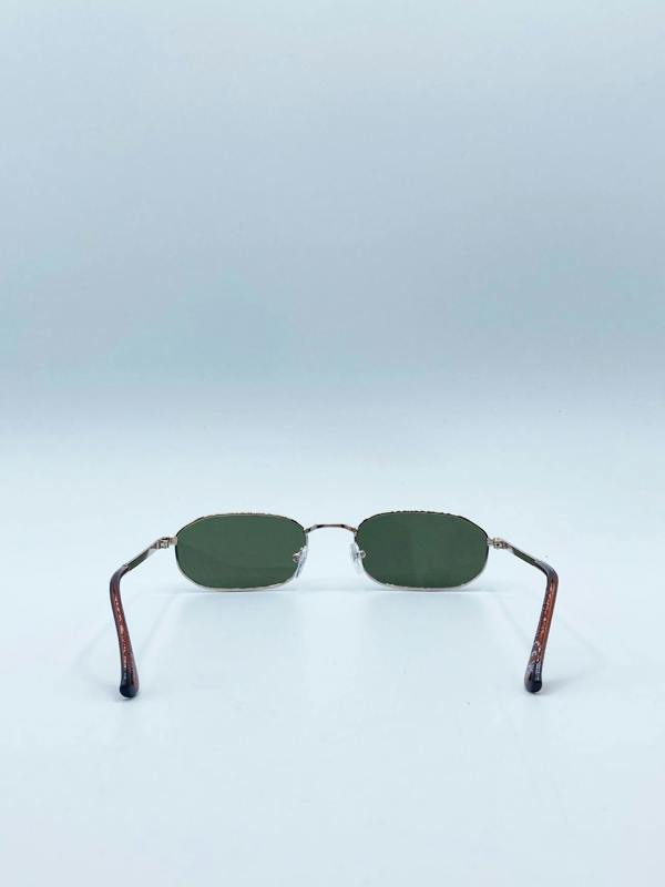 Slim Metal Hexagon Frame in Gold with Khaki Lenses - svnx